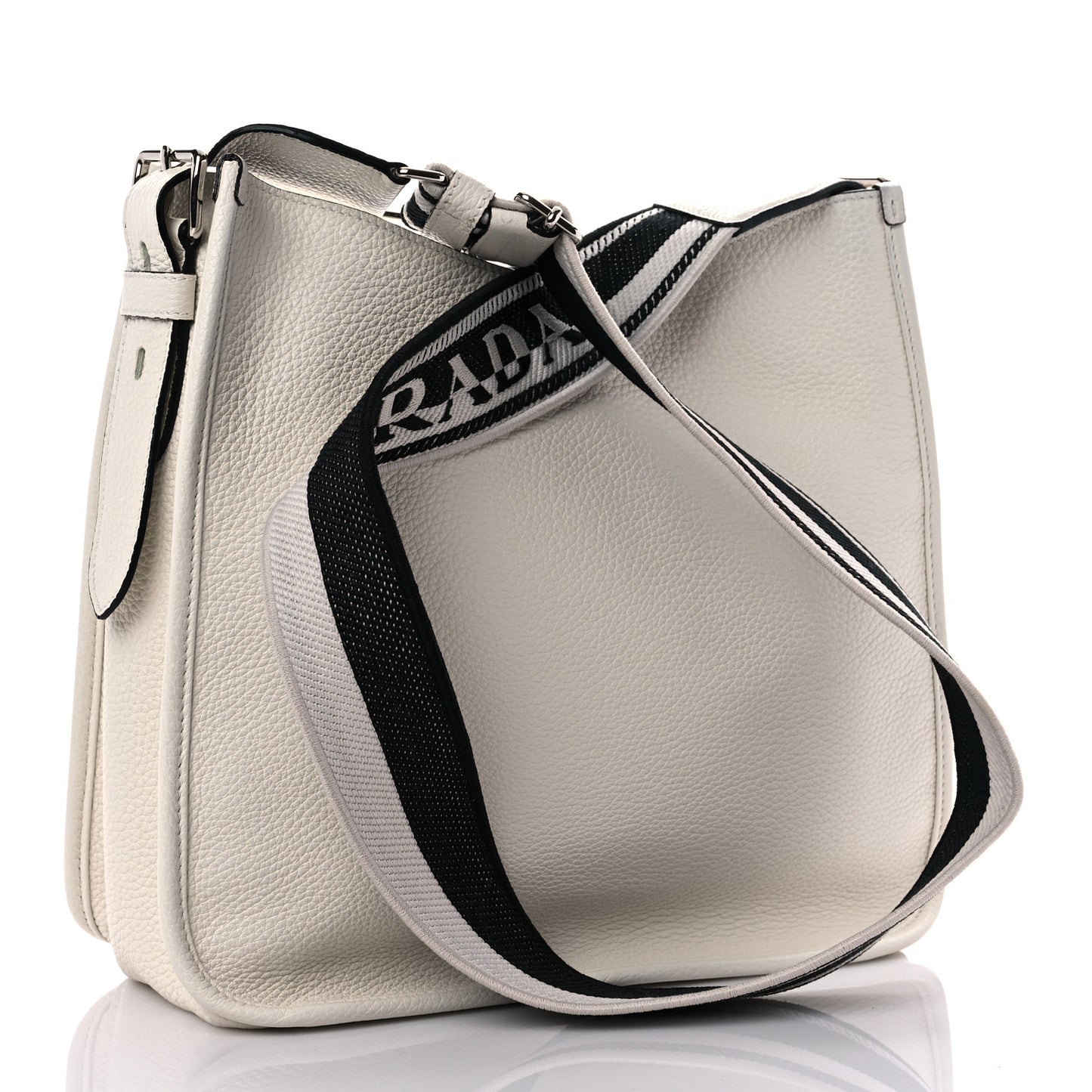 Vitello Daino Soft Hobo Messenger Bag White