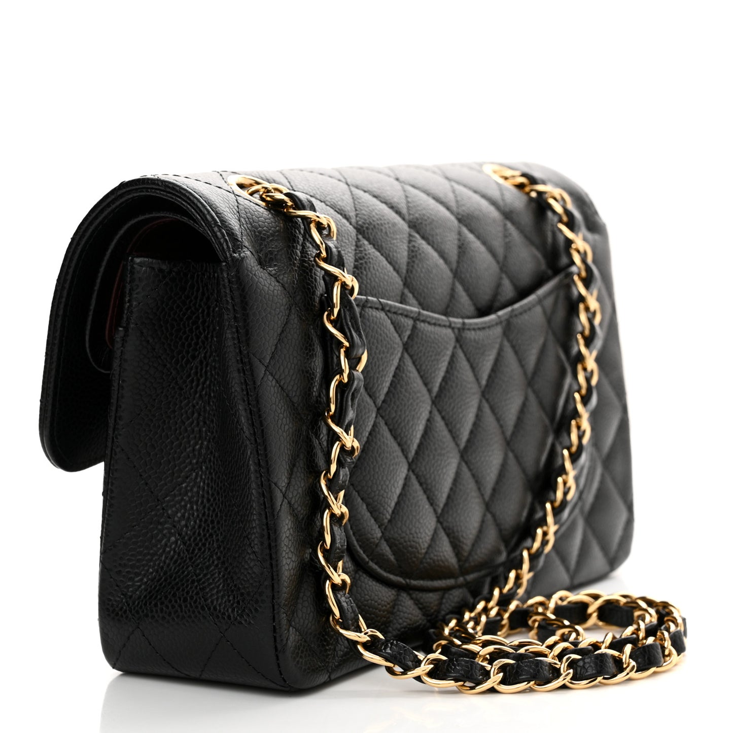 Caviar Quilted Small Double Flap Black