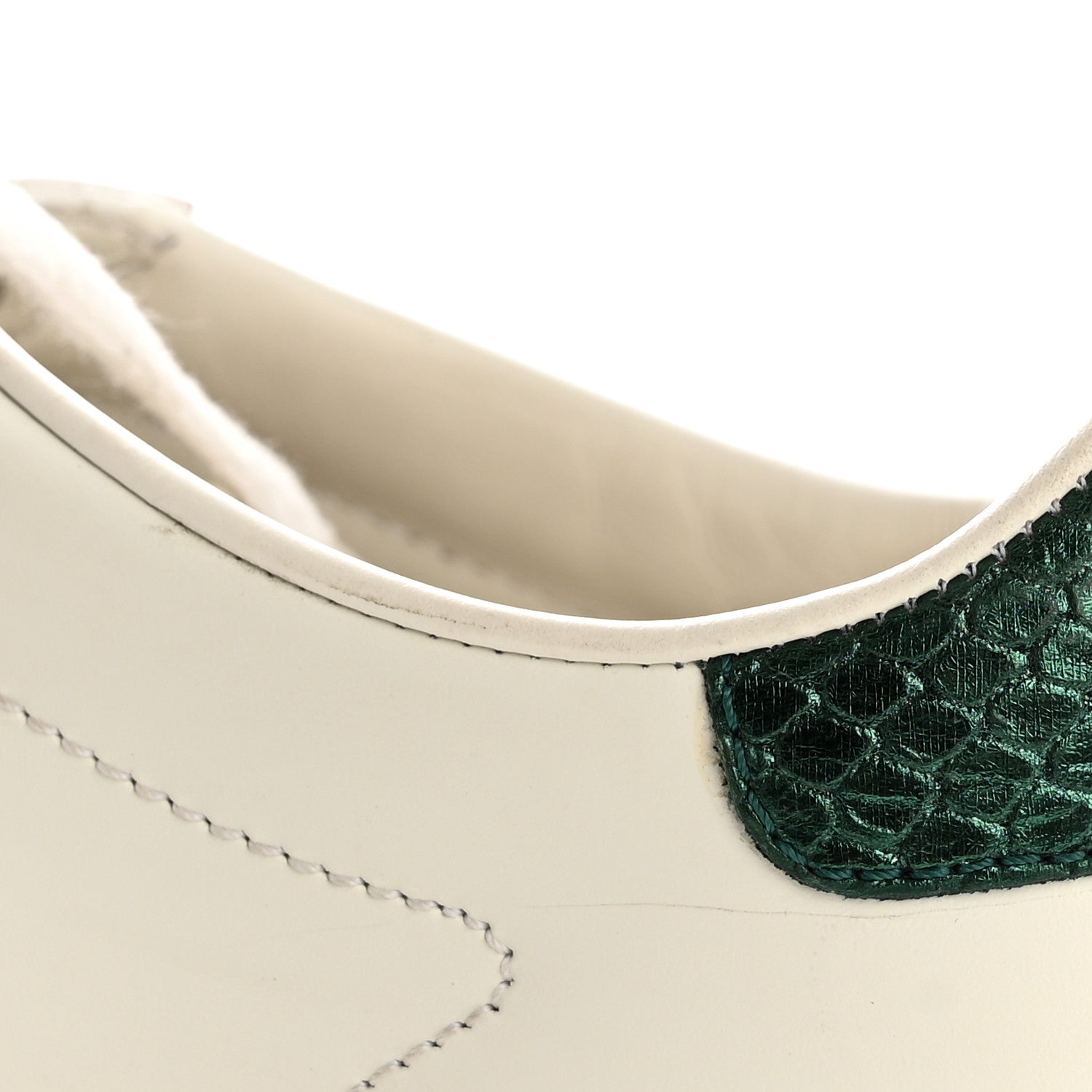 Gucci Calfskin Ayers Bee Embroidered Womens Ace Sneakers 36.5 White Green 10 of 11