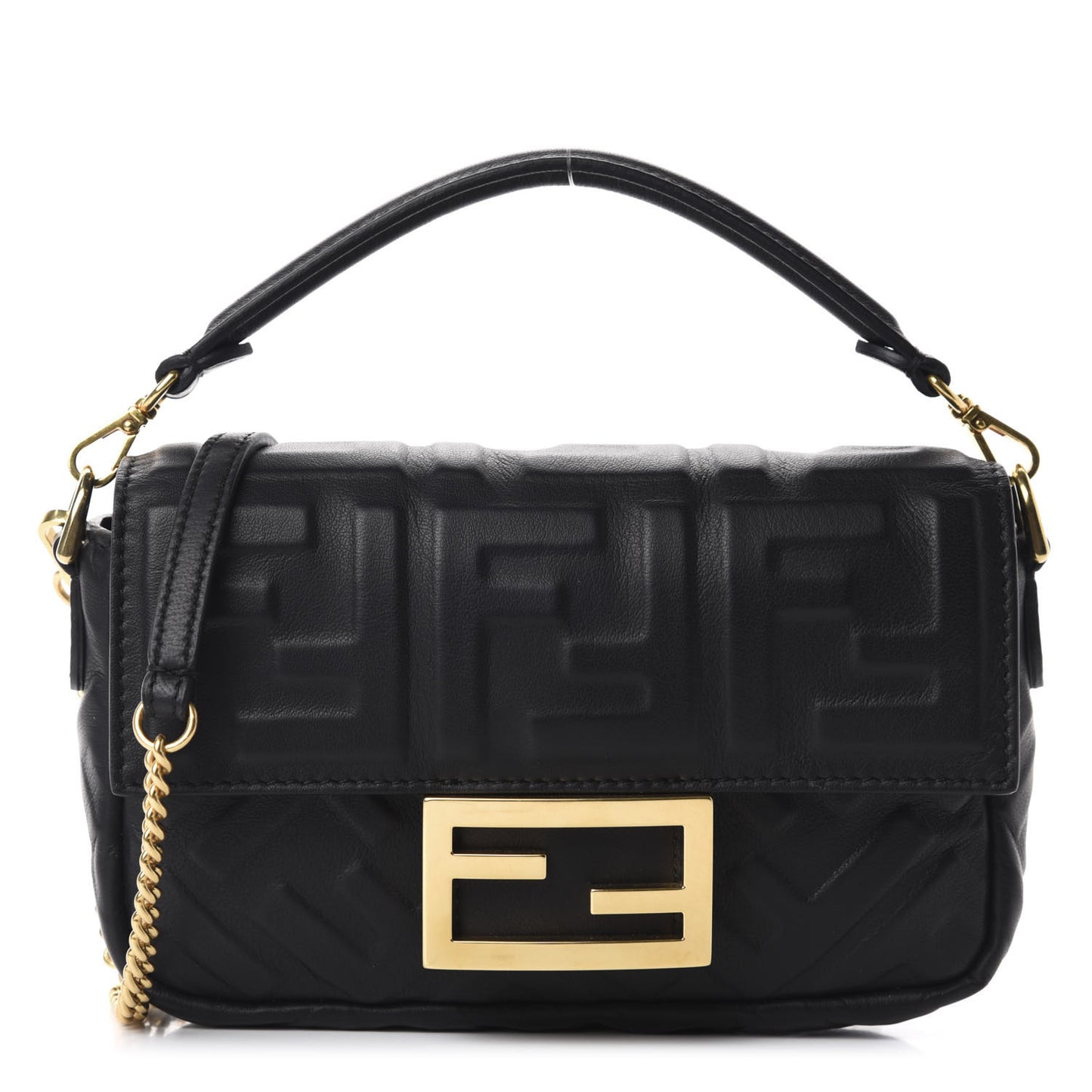 Nappa FF 1974 Embossed Mini Baguette Black