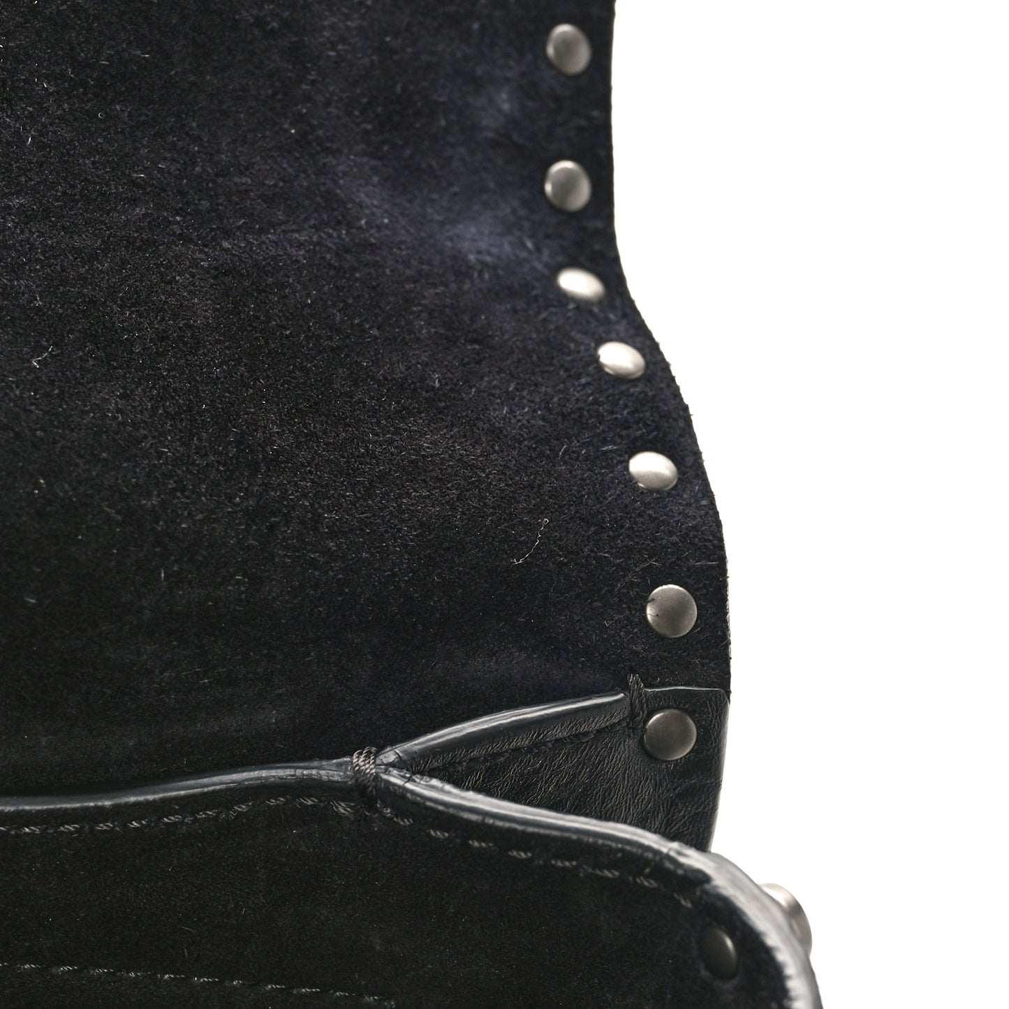Pebbled Calfskin Medium Guitar Strap Rockstud Rolling Flap Saddle Bag Black