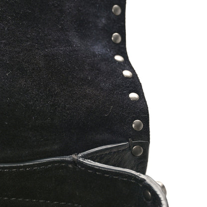 Valentino Garavani Pebbled Calfskin Medium Guitar Strap Rockstud Rolling Flap Saddle Bag Black 7 of 9