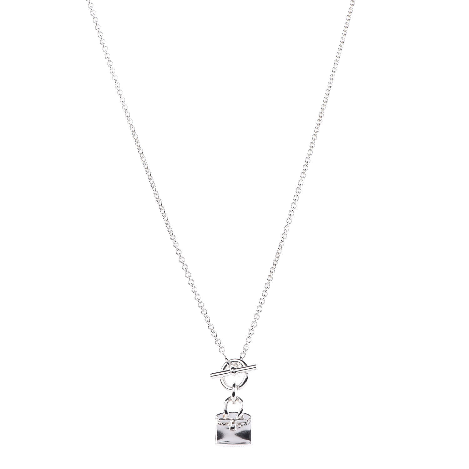 Hermes Sterling Silver Birkin Amulette Pendant Necklace 1 of 6