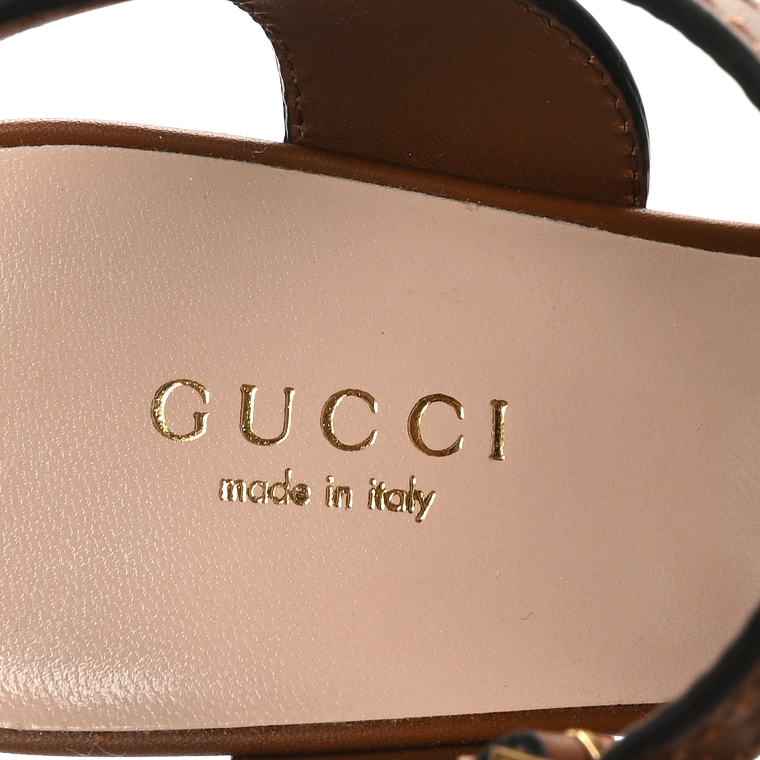 Gucci Cosmos Softy Calfskin Wooden Interlocking G Cut-Out 30/120mm Platform Sandals 35.5 Cuir 7 of 9