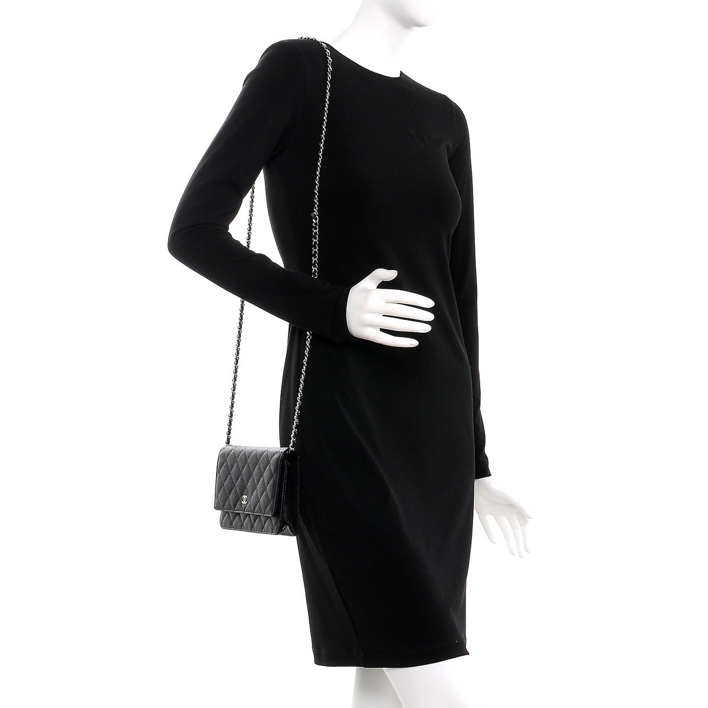Caviar Quilted Wallet On Chain WOC Black