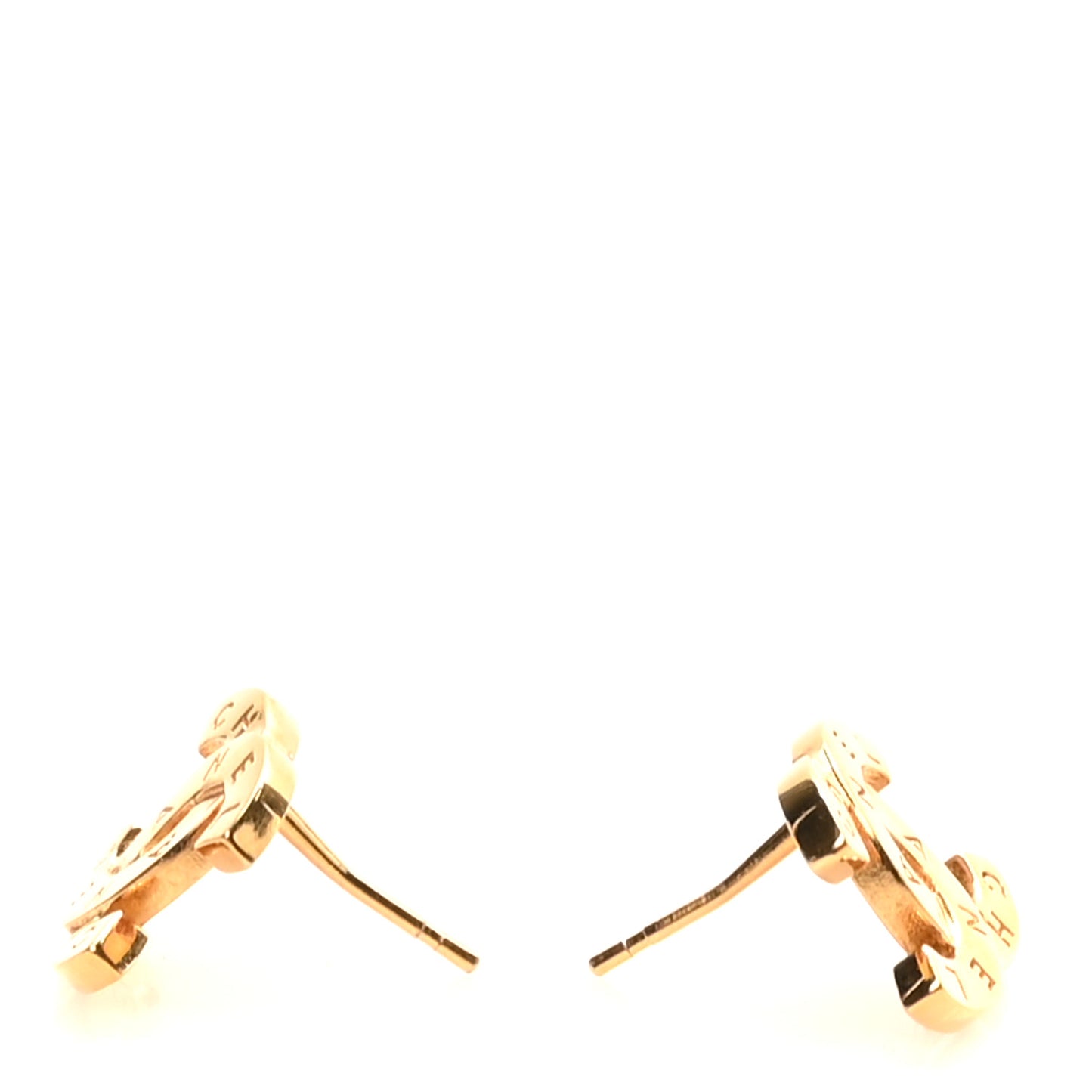 Metal CC Paris Button Stud Earrings Gold