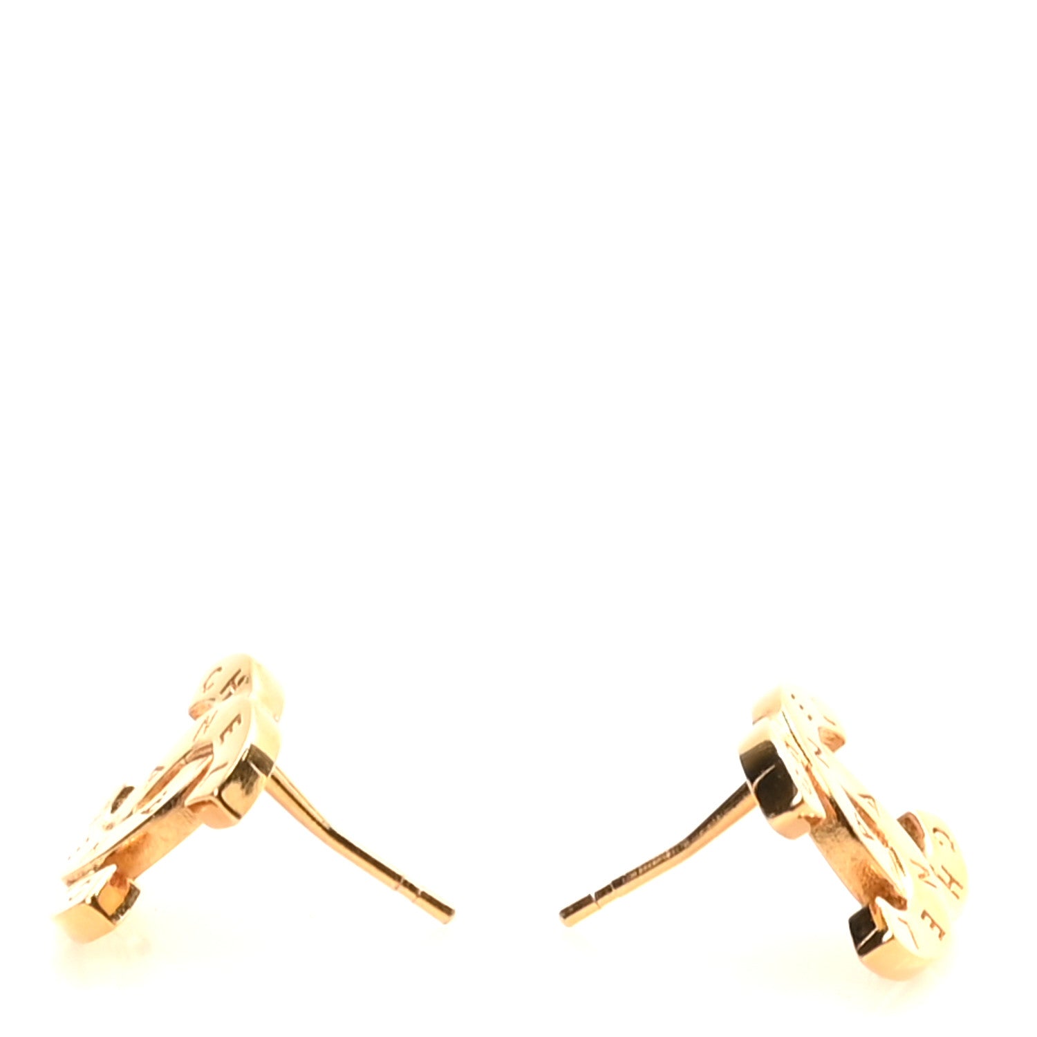 Chanel Metal CC Paris Button Stud Earrings Gold 4 of 5
