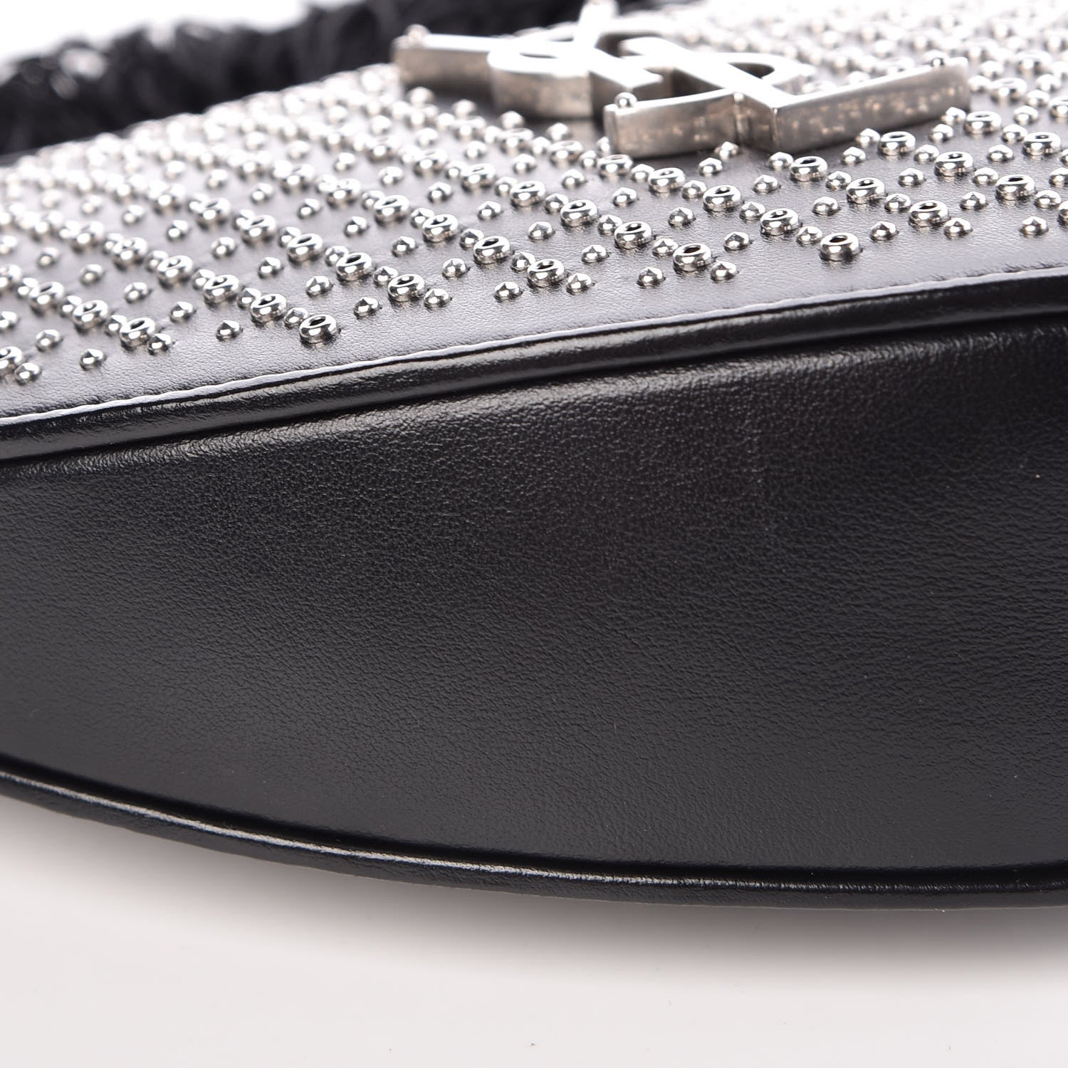 Saint Laurent Calfskin Studded Monogram Heart Shoulder Bag Black 9 of 10