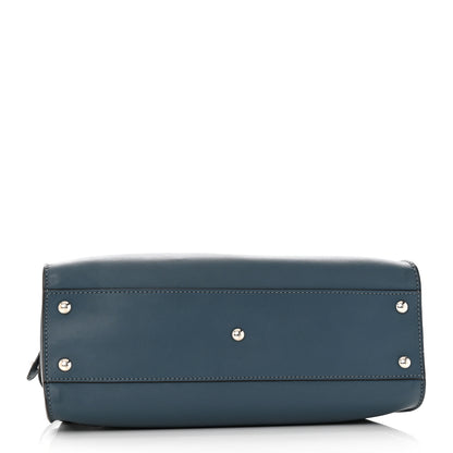 Fendi Vitello Seta Shiny Nappa Medium Peekaboo Iconic Satchel Blue Pink 4 of 12