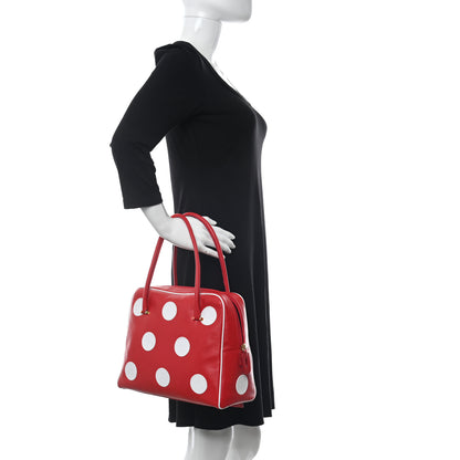 Dolce & Gabbana Calfskin Polka Dot Satchel Red White 2 of 11