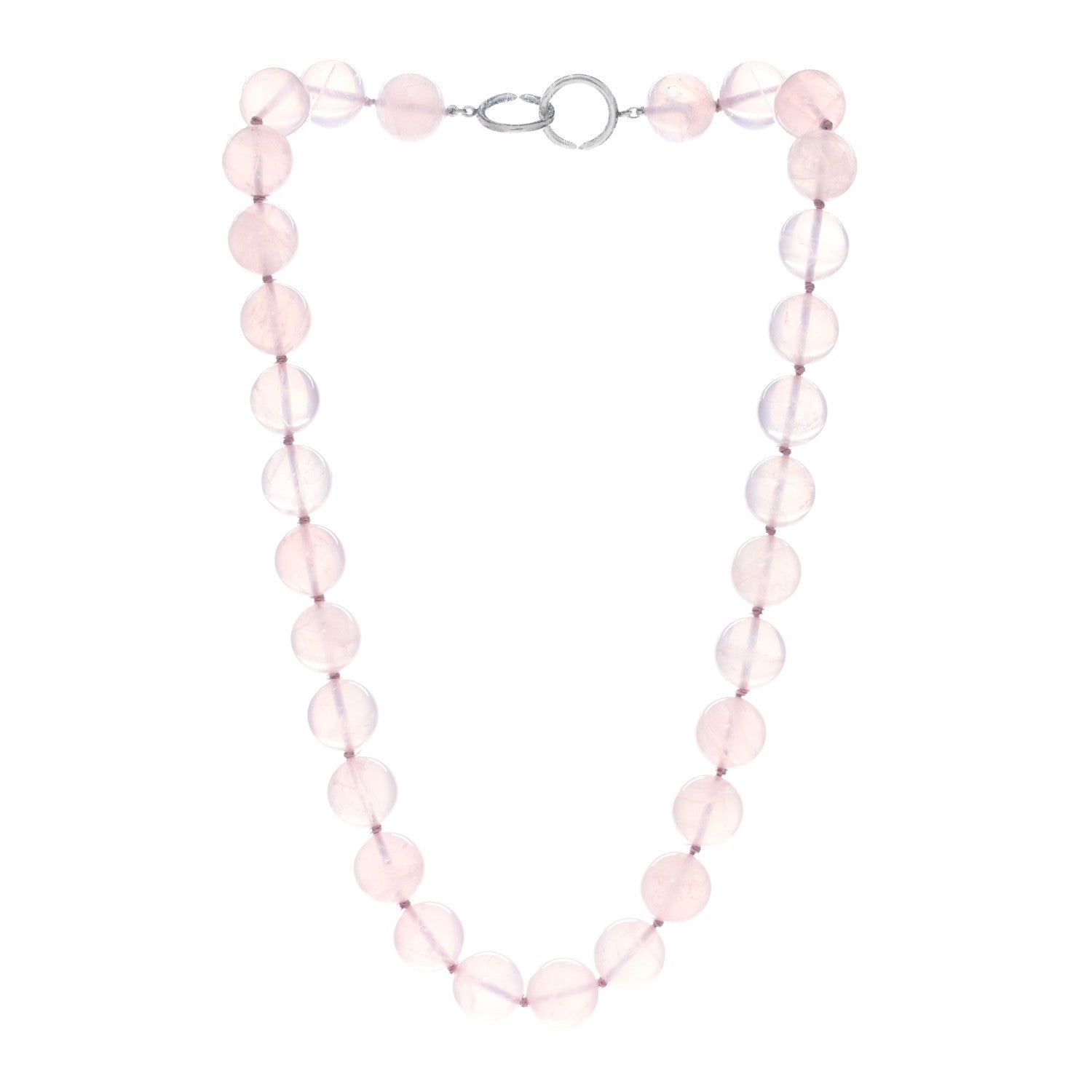 Tiffany Sterling Silver Rose Quartz Bead Necklace 2 of 3