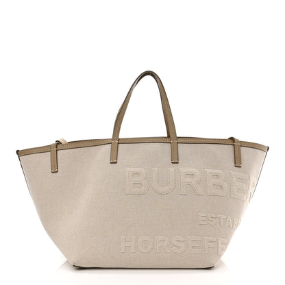 Burberry Cotton Canvas Mini Logo Horseferry Tote Bag Off White 3 of 13