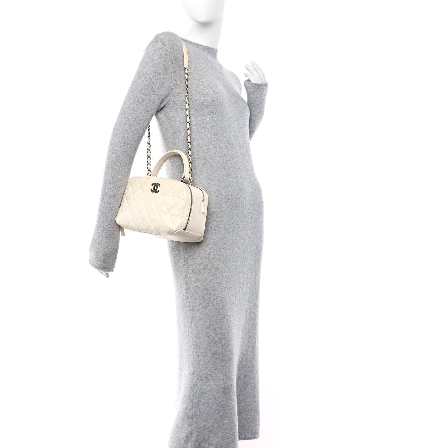 Chanel Lambskin Quilted Medium Trendy CC Bowling Bag White 2 of 13