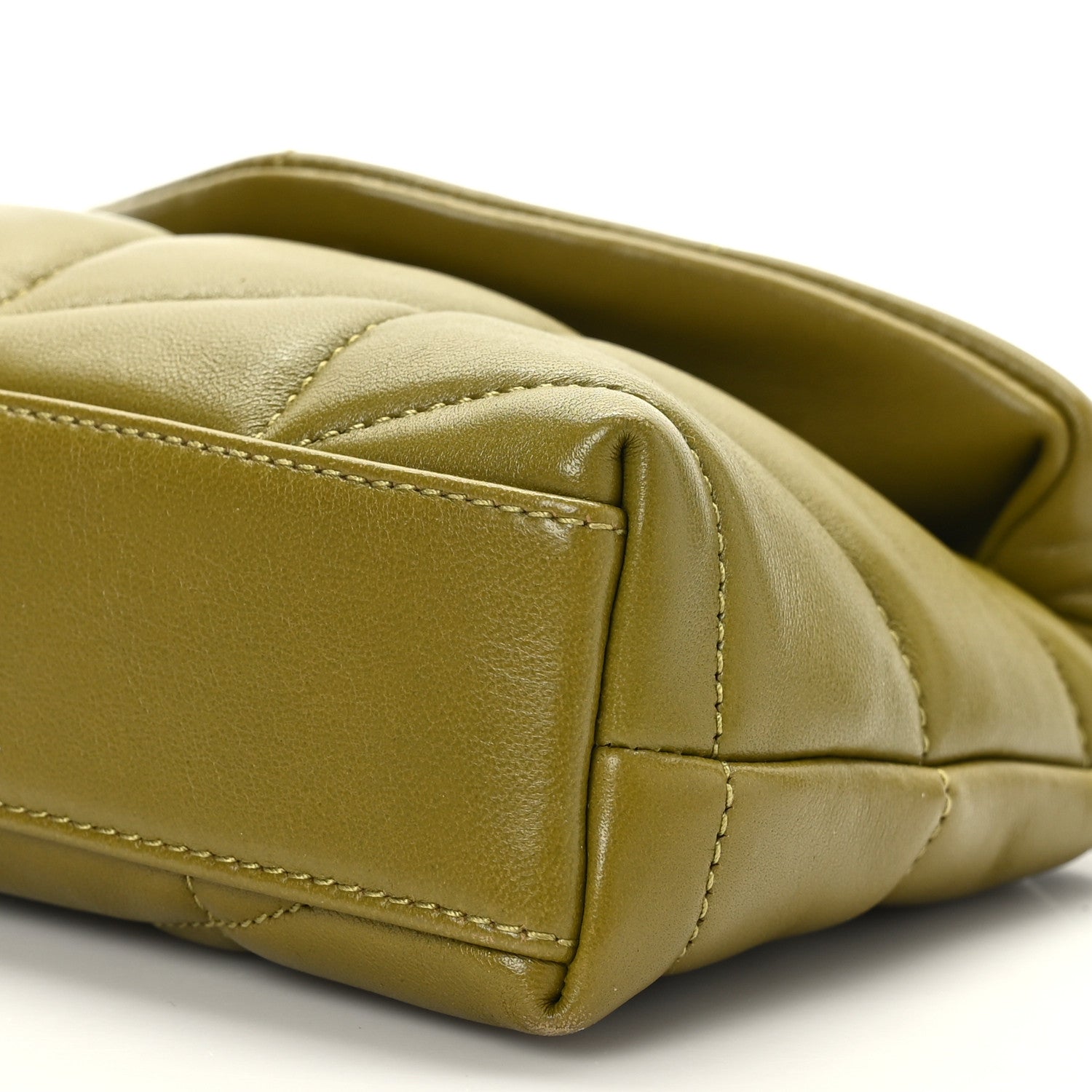 Saint Laurent Lambskin Monogram Loulou Puffer Pouch Clutch Olive 9 of 12