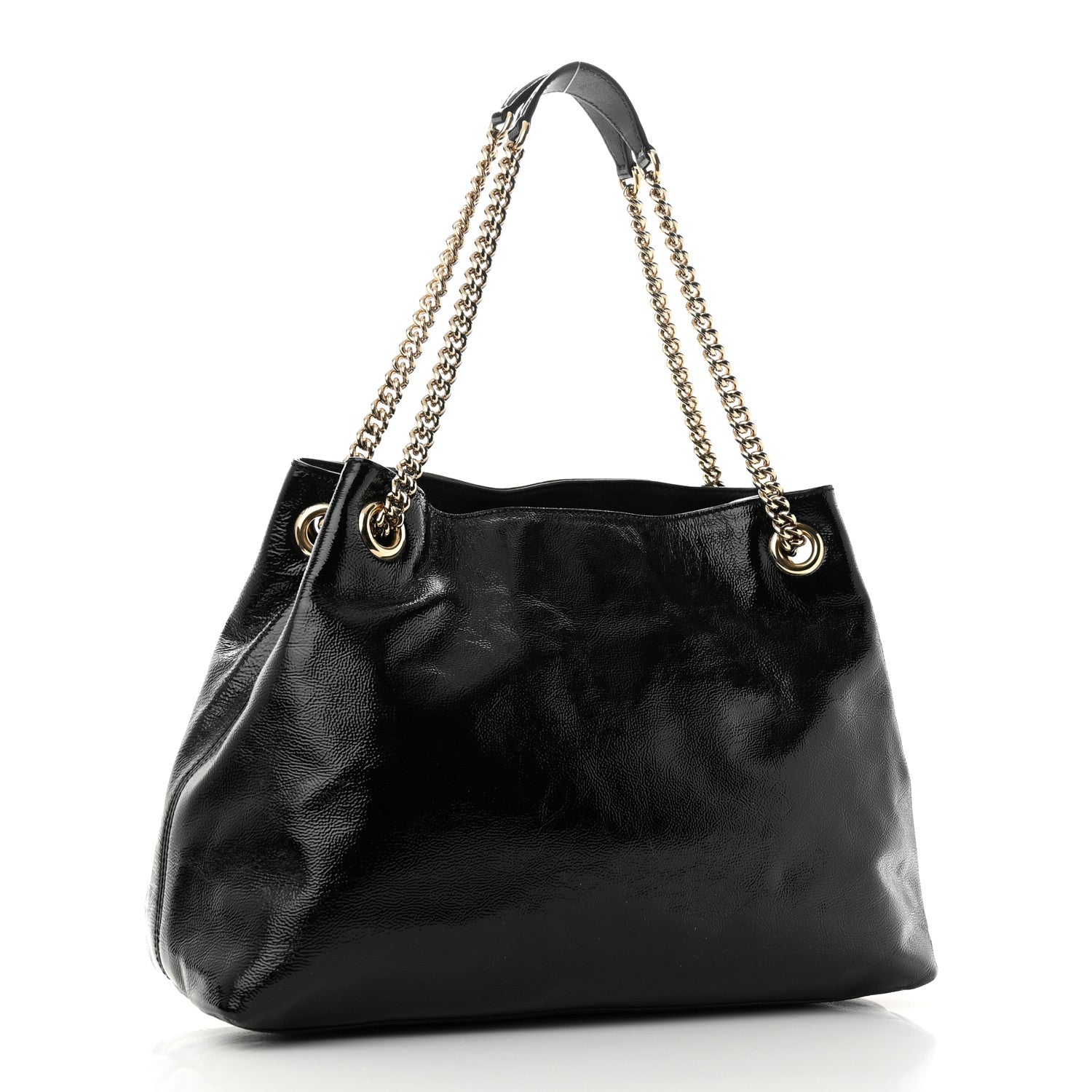 Gucci Patent Medium Soho Chain Shoulder Bag Black 3 of 10