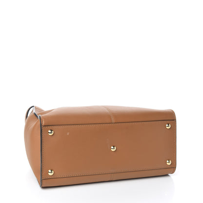 Fendi Vitello Seta Light Century Shearling FF 1974 Medium Peekaboo X-Lite Nocciolo Ebano Tobacco 5 of 12