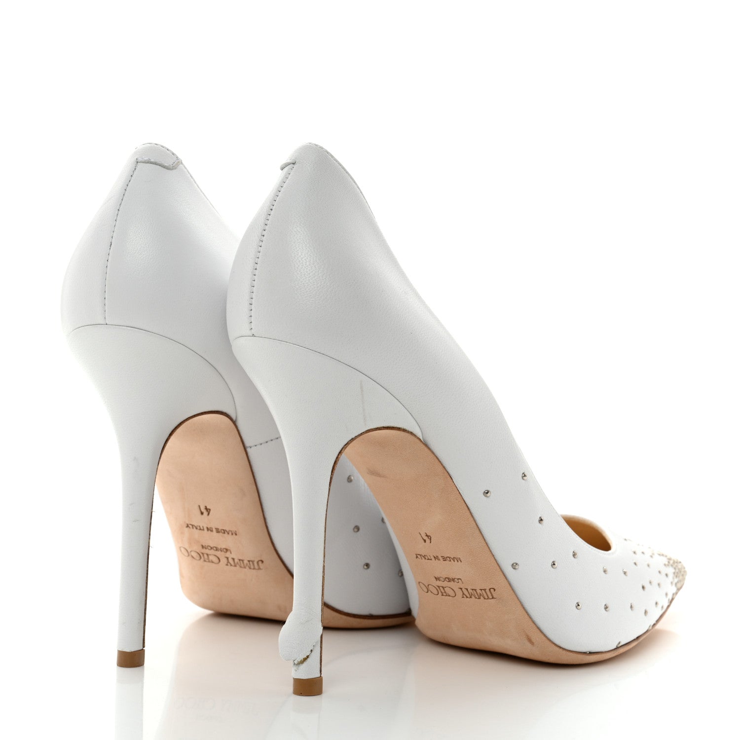 Jimmy Choo Calfskin Studded Love Pumps 41 Latte Silver 4 of 8
