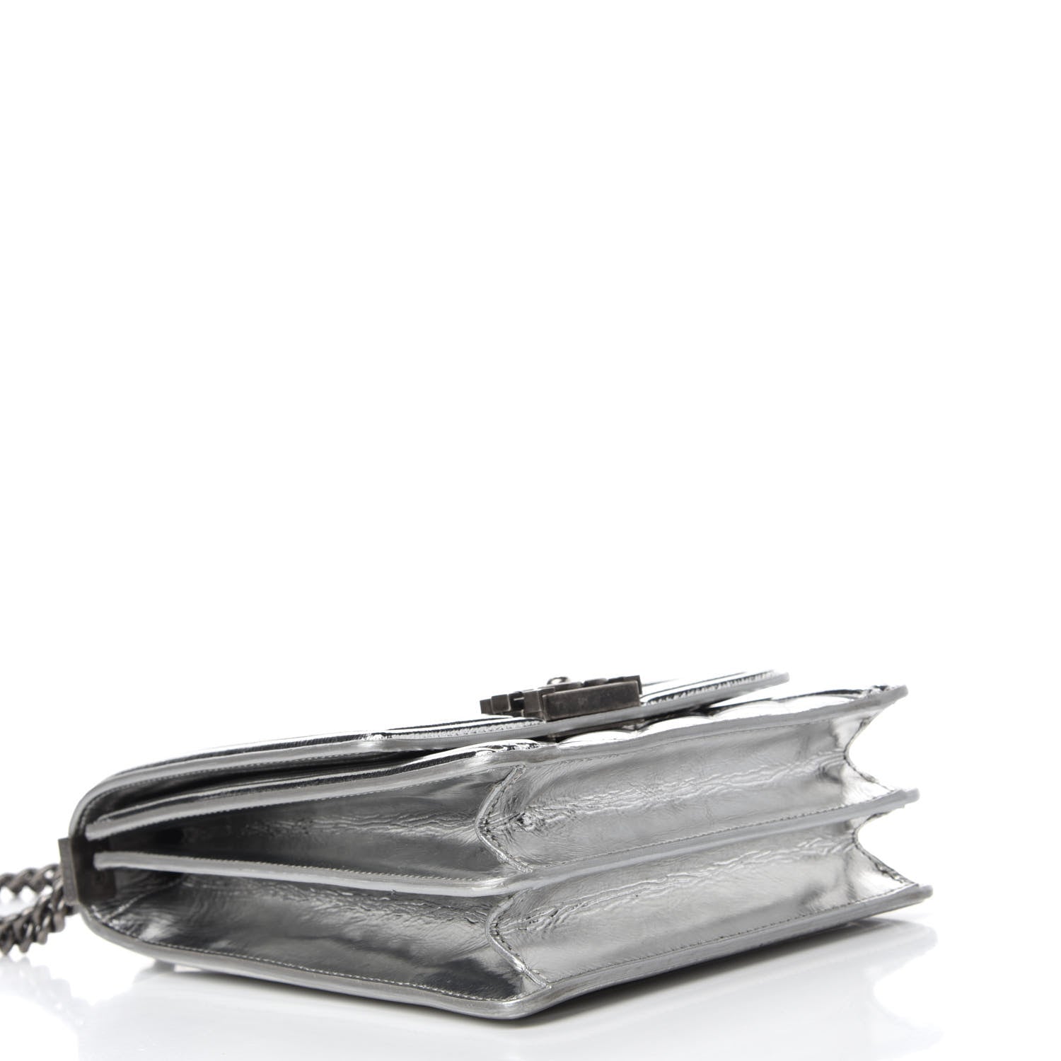 Chanel Metallic Goatskin Quilted North South Boy Flap Silver 4 of 10