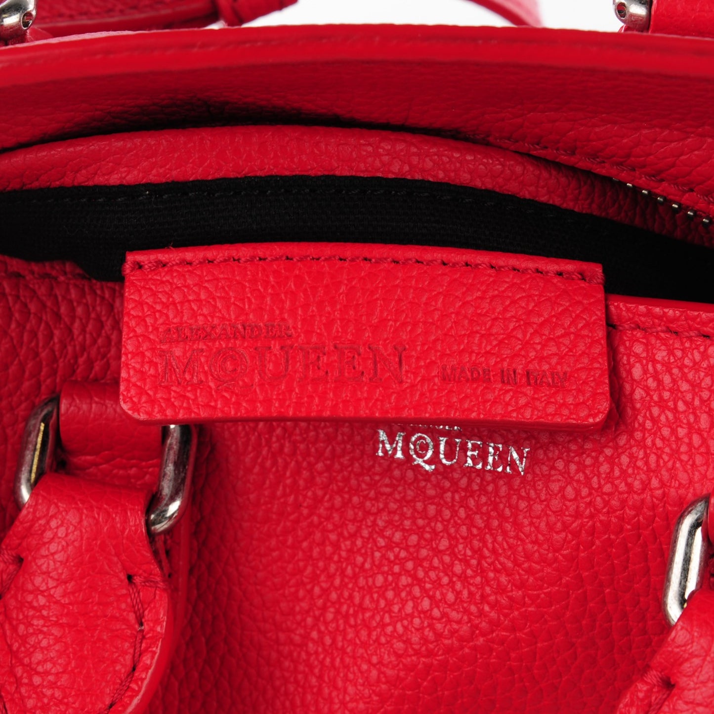 Pebbled Calfskin Mini Padlock Tote Red
