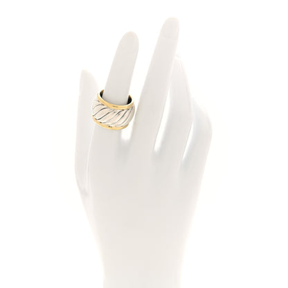 David Yurman Sterling Silver 18K Yellow Gold Cable Cigar Band Ring 55 7.25 2 of 4