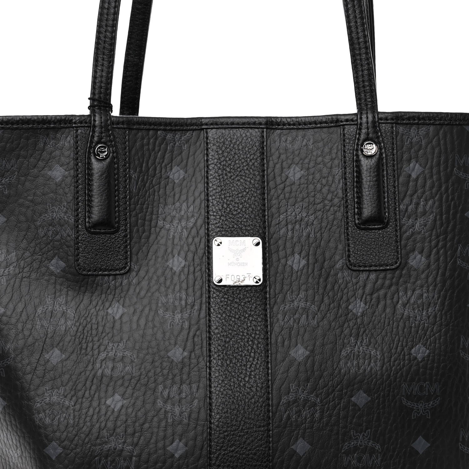 MCM Grained Calfskin Visetos Medium Liz Reversible Shopper Tote Black 11 of 16