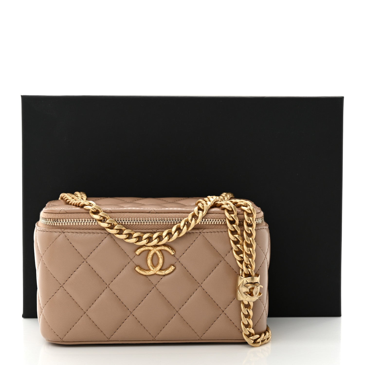 Chanel Lambskin Quilted Small Pillow Crush Vanity Case With Chain Beige 13 of 13