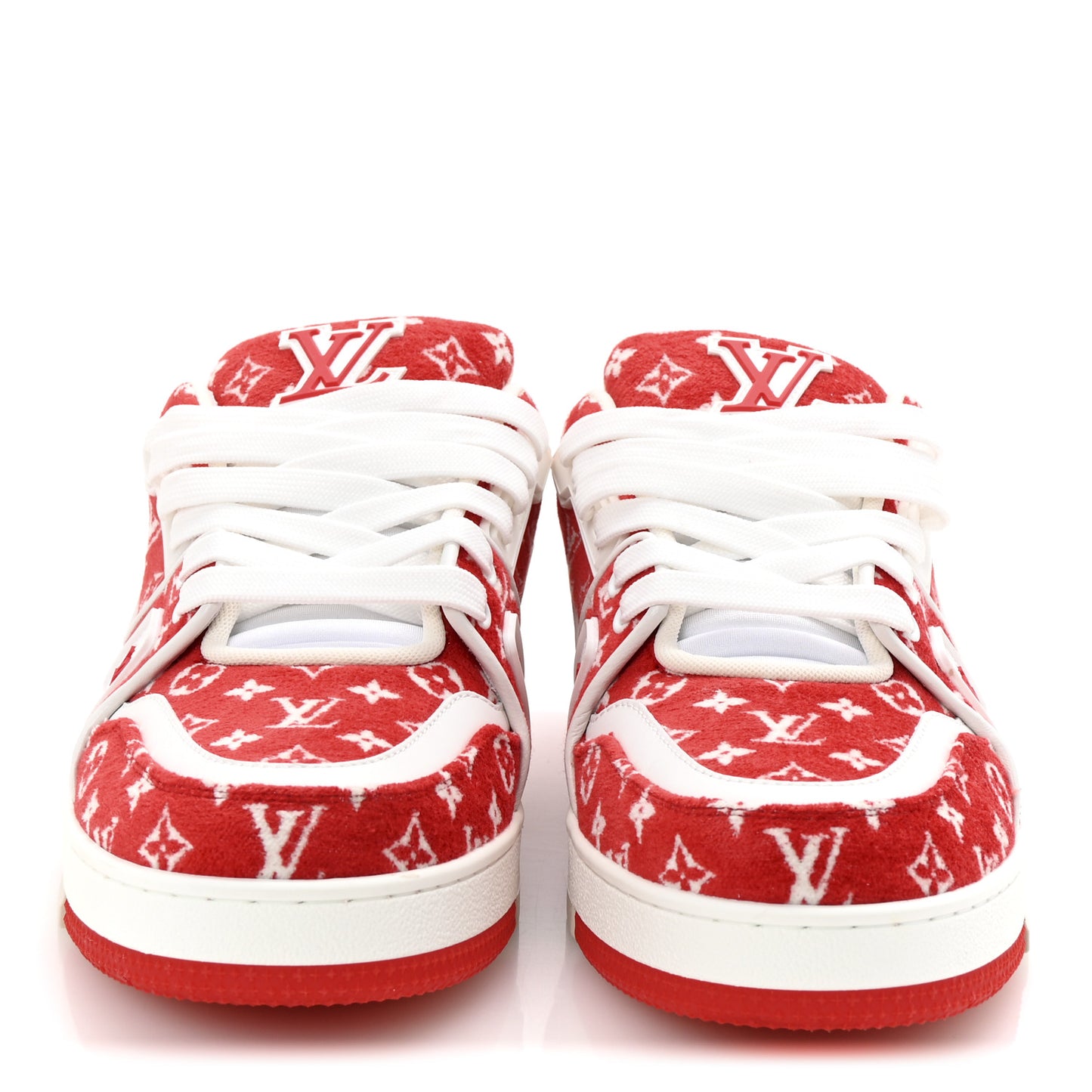 Jacquard Velvet Monogram Mens LV Trainer Sneakers 8 Red
