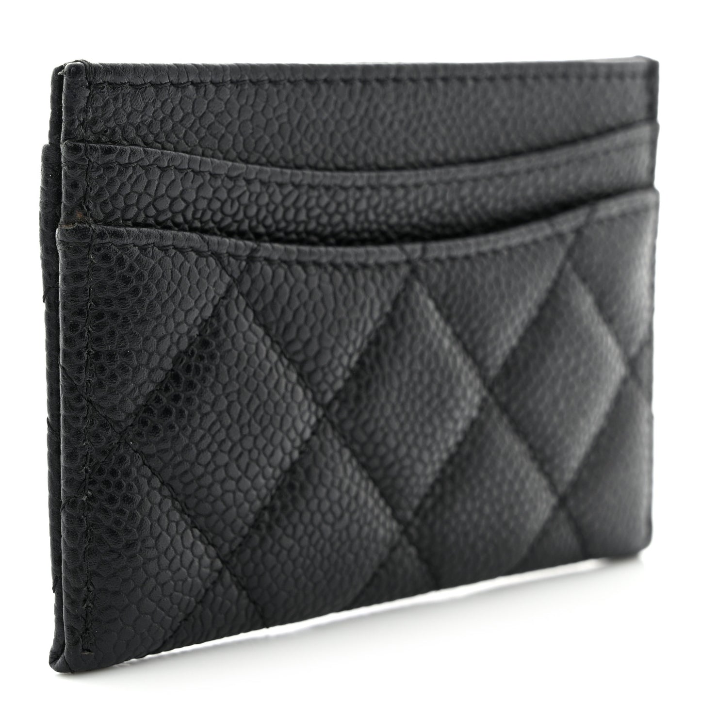 Caviar Quilted Card Holder Black
