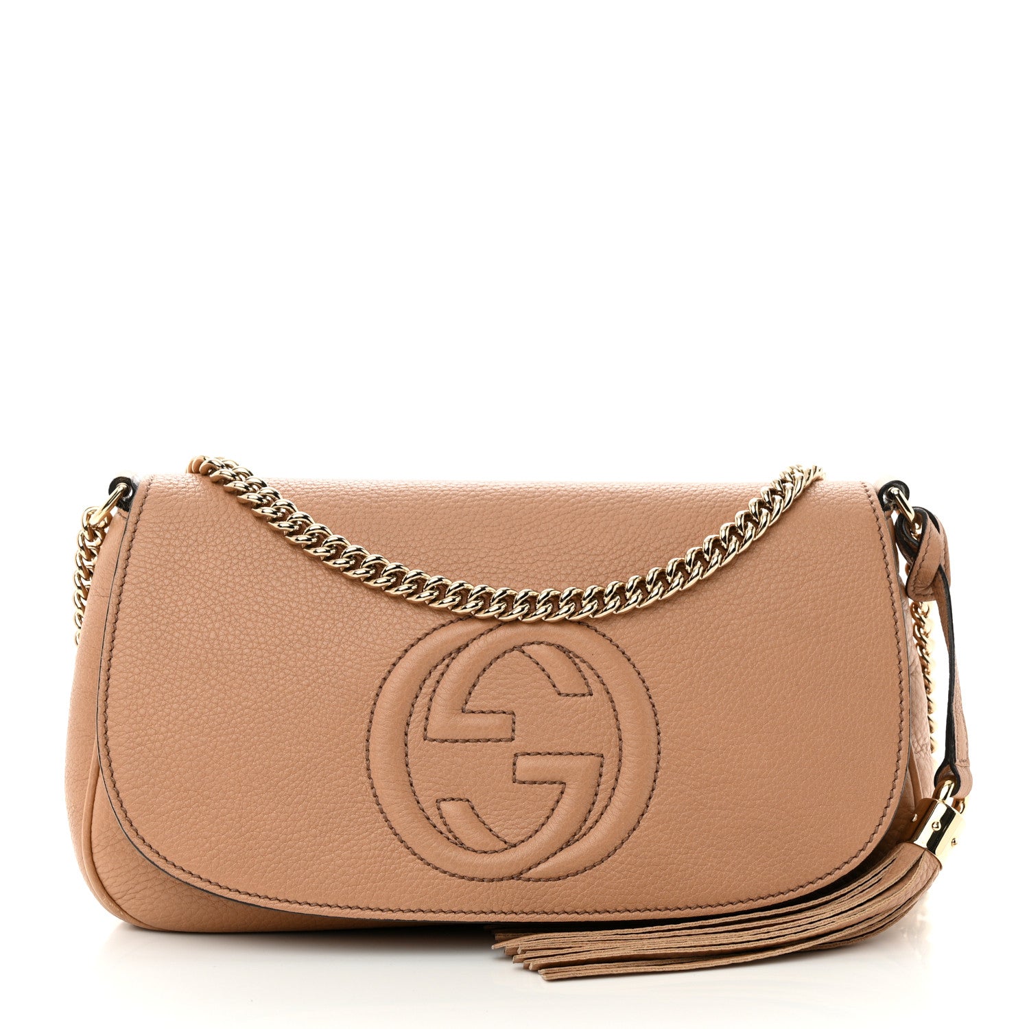Gucci Pebbled Calfskin Medium Soho Flap Crossbody Camelia 1 of 10