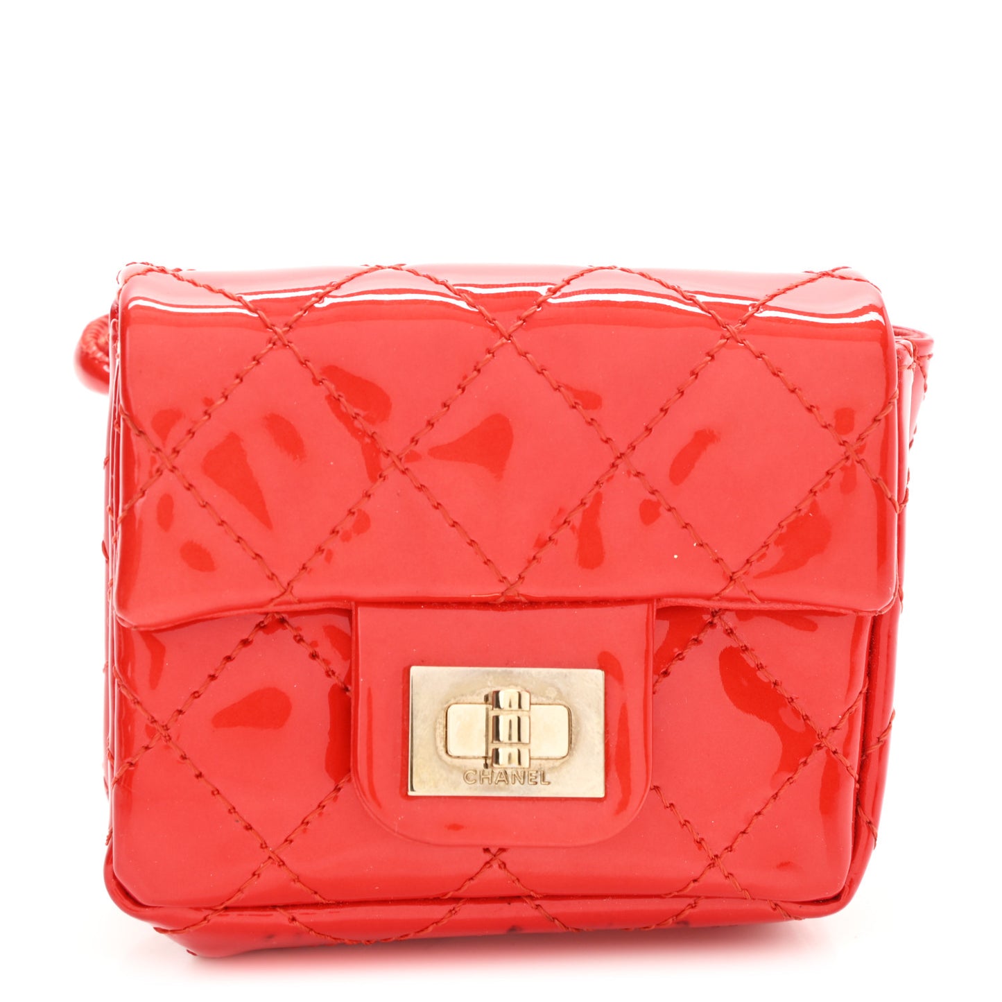 Patent Quilted 2.55 Ankle Wrist Bag Red