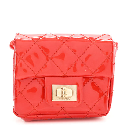 Chanel Patent Quilted 2.55 Ankle Wrist Bag Red 1 of 8