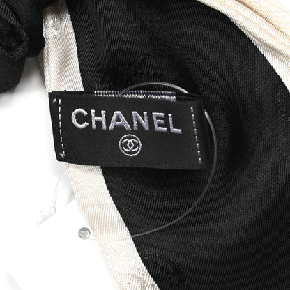 Chanel Silk Hair Tie Black Ivory 4 of 4