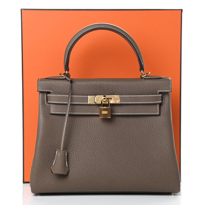 Hermes Taurillon Clemence Kelly Retourne 28 Etoupe 11 of 11