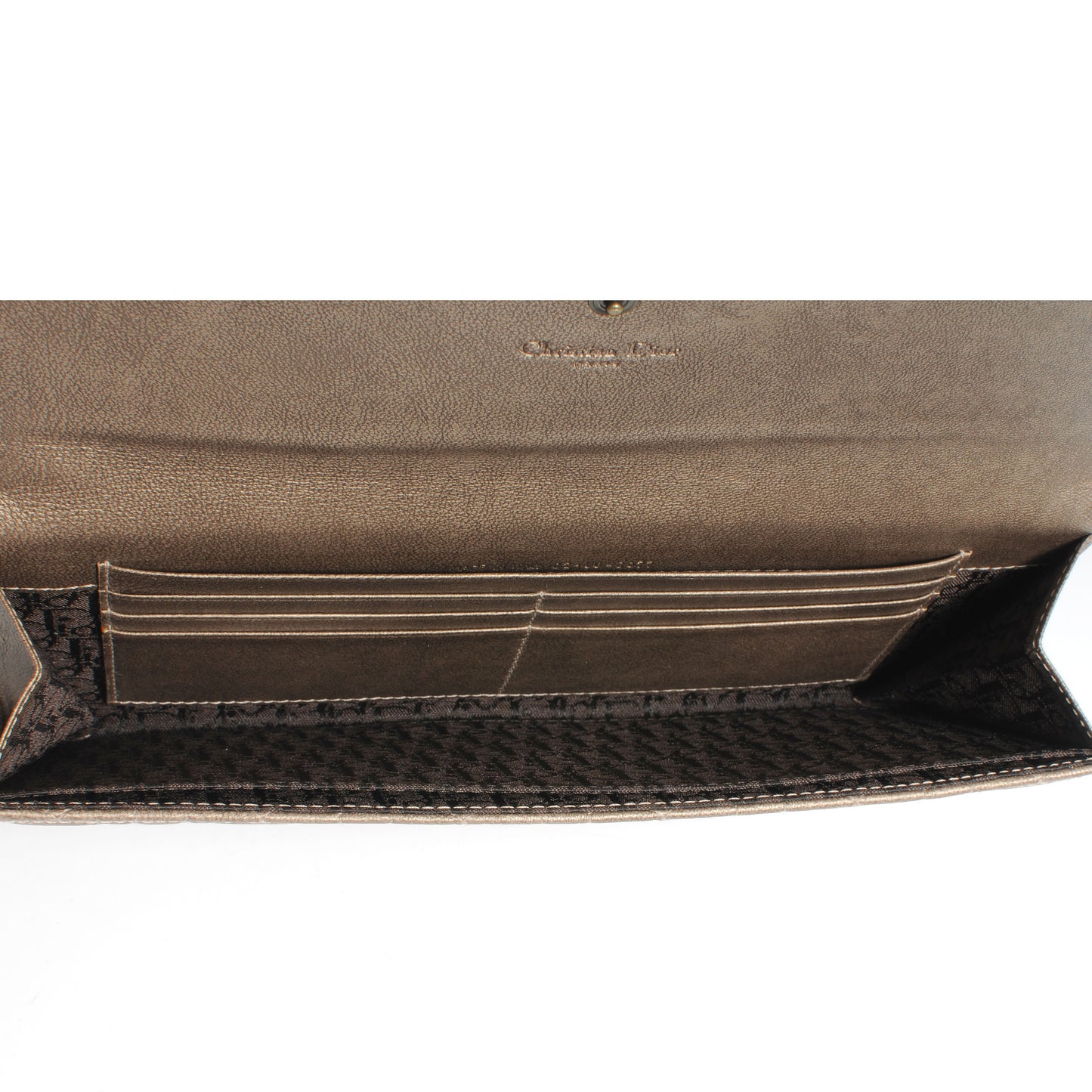 Leather Cannage D Clutch Wristlet Gold
