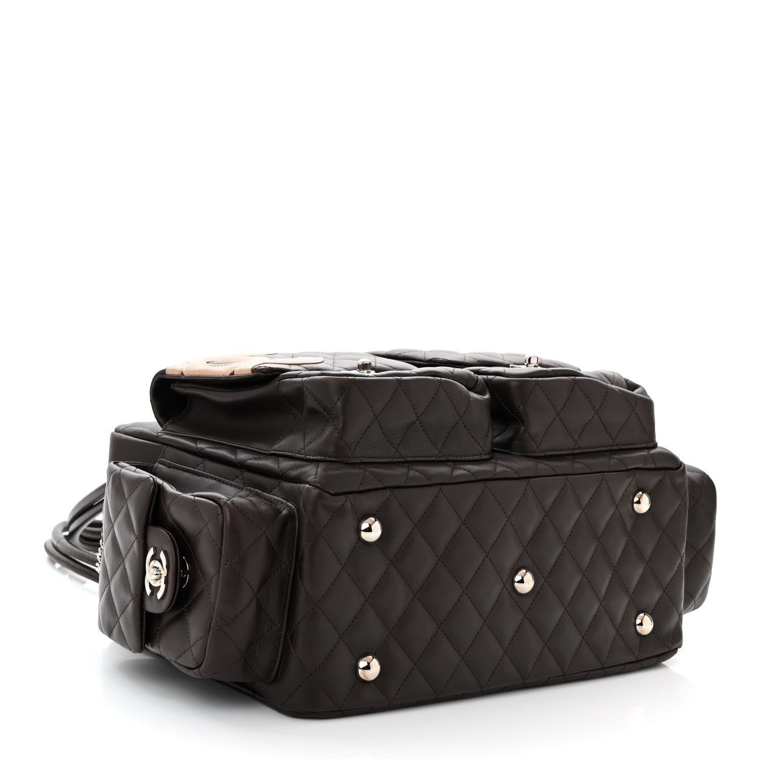 Chanel Calfskin Quilted Large Cambon Multipocket Reporter Brown Beige 4 of 10