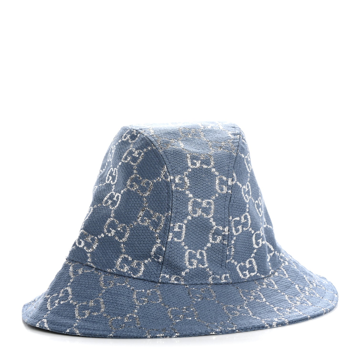 Gucci Canvas Lame GG Monogram Bucket Hat S Light Blue Silver 6 of 9