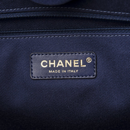 Chanel Mixed Fibers Striped Small Deauville Tote Navy Blue 6 of 11