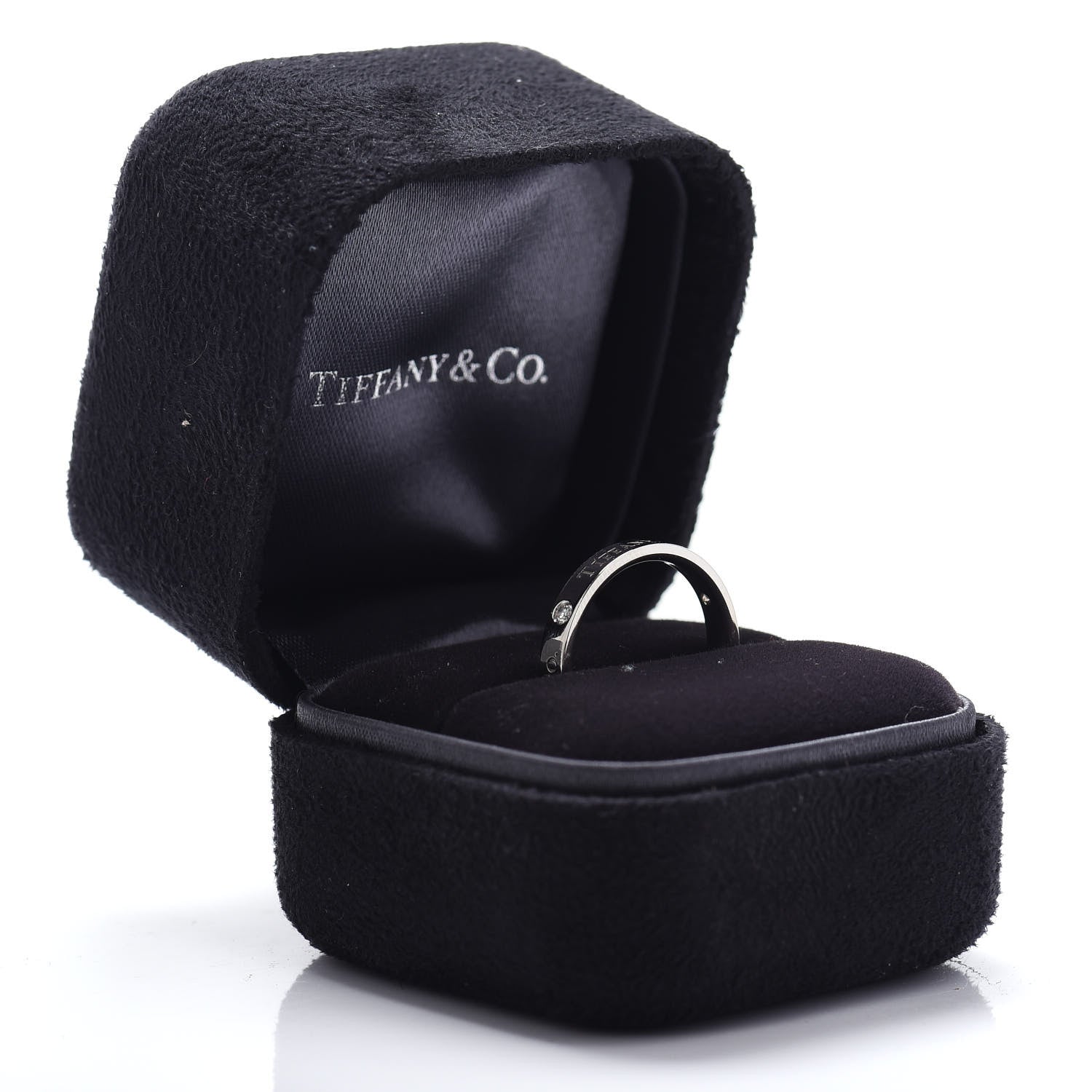 Tiffany Platinum Diamond Logo Band Ring 52 6 5 of 5