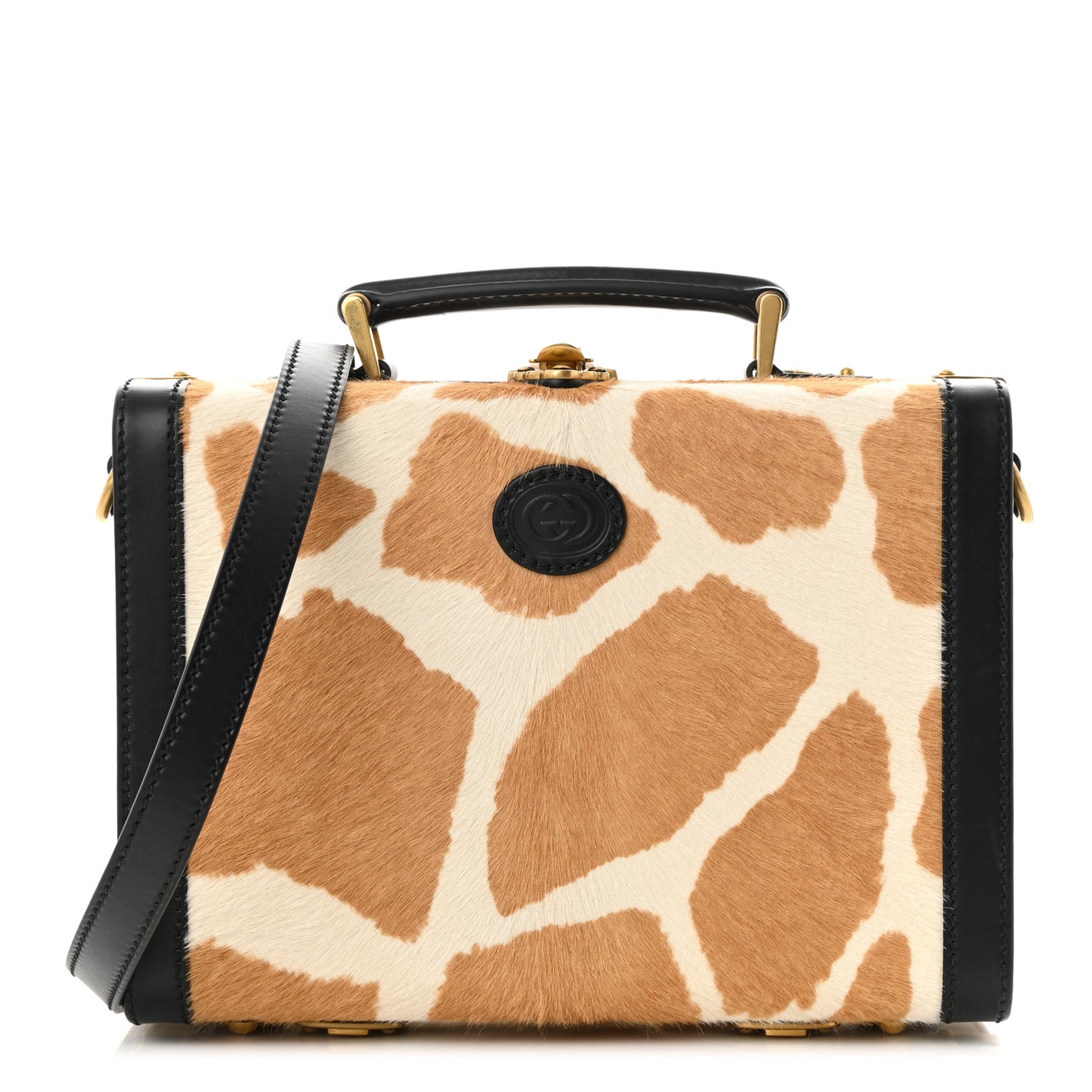 Pony Hair Giraffe Print Small Suitcase