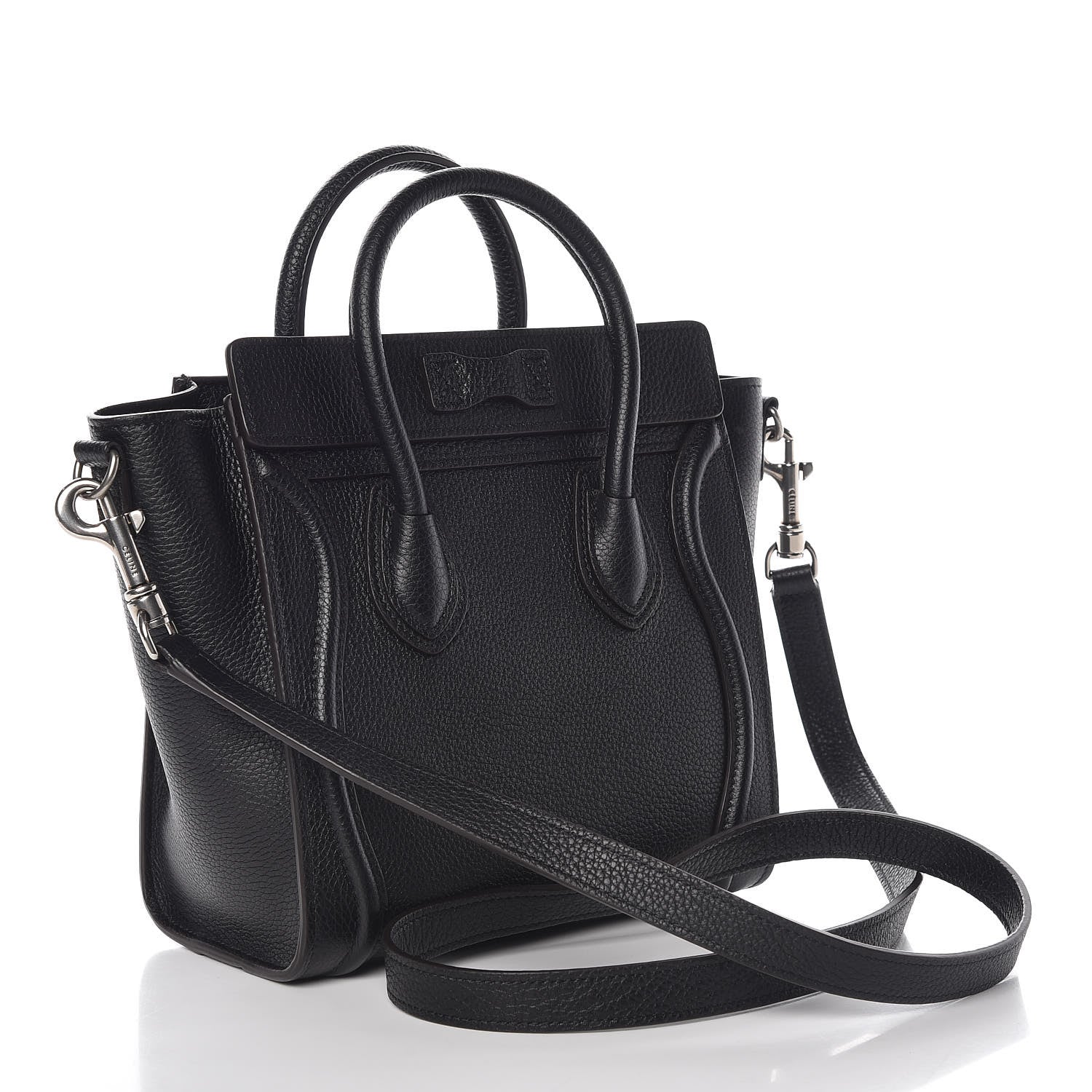 Celine Drummed Calfskin Nano Luggage Black 3 of 10