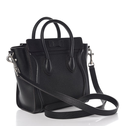 Celine Drummed Calfskin Nano Luggage Black 3 of 10