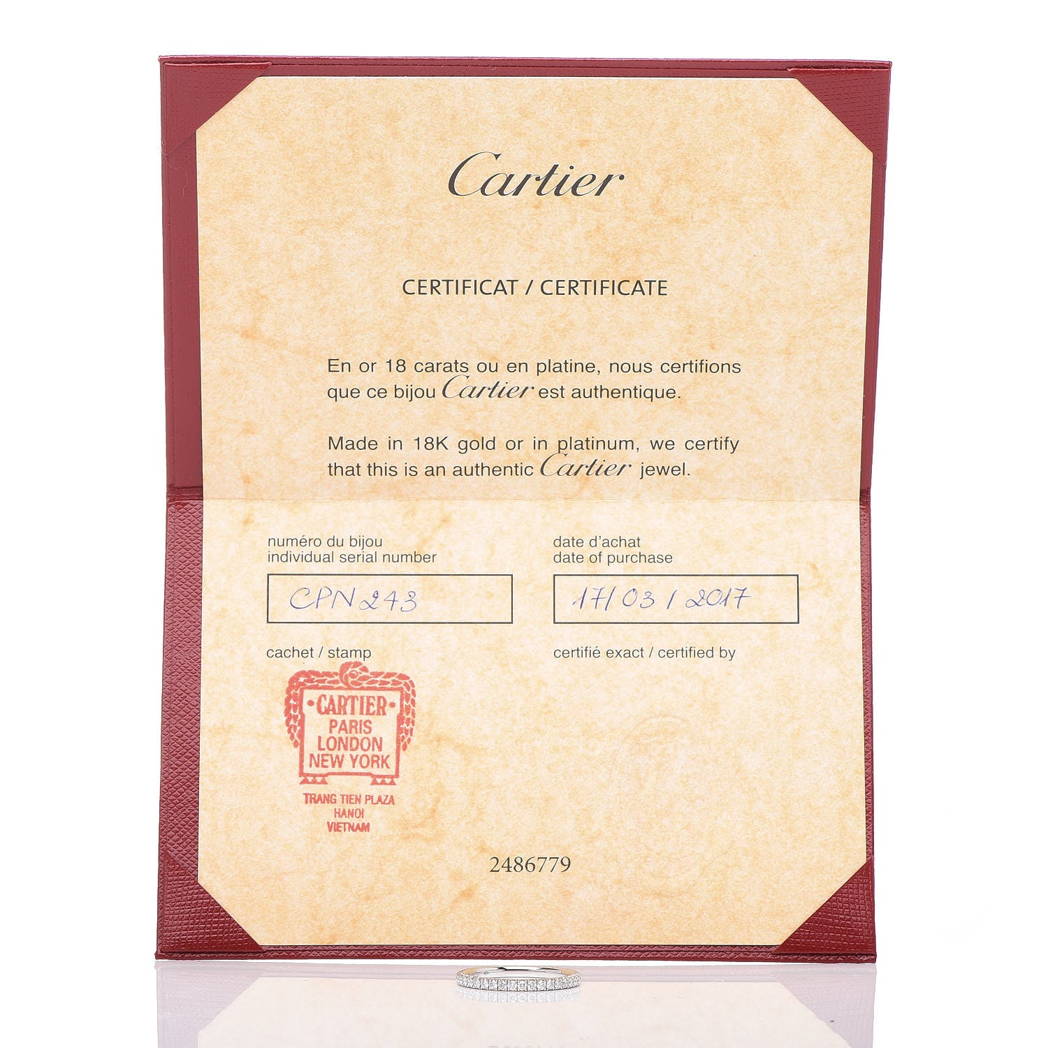 Cartier 18K White Gold Diamond 2mm Étincelle de Wedding Band Ring 53 6.5 5 of 5