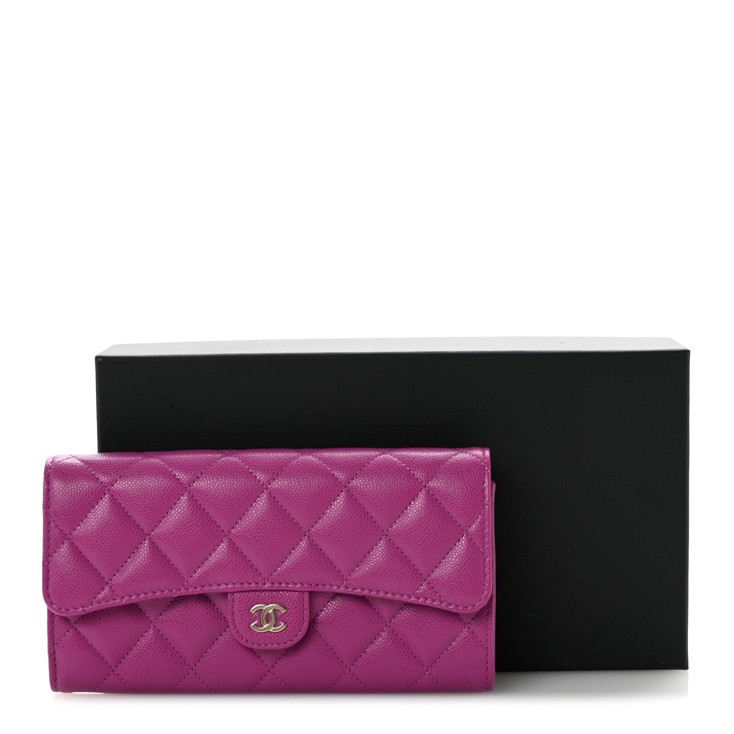 Chanel Caviar Quilted Large Flap Wallet Purple 9 of 9