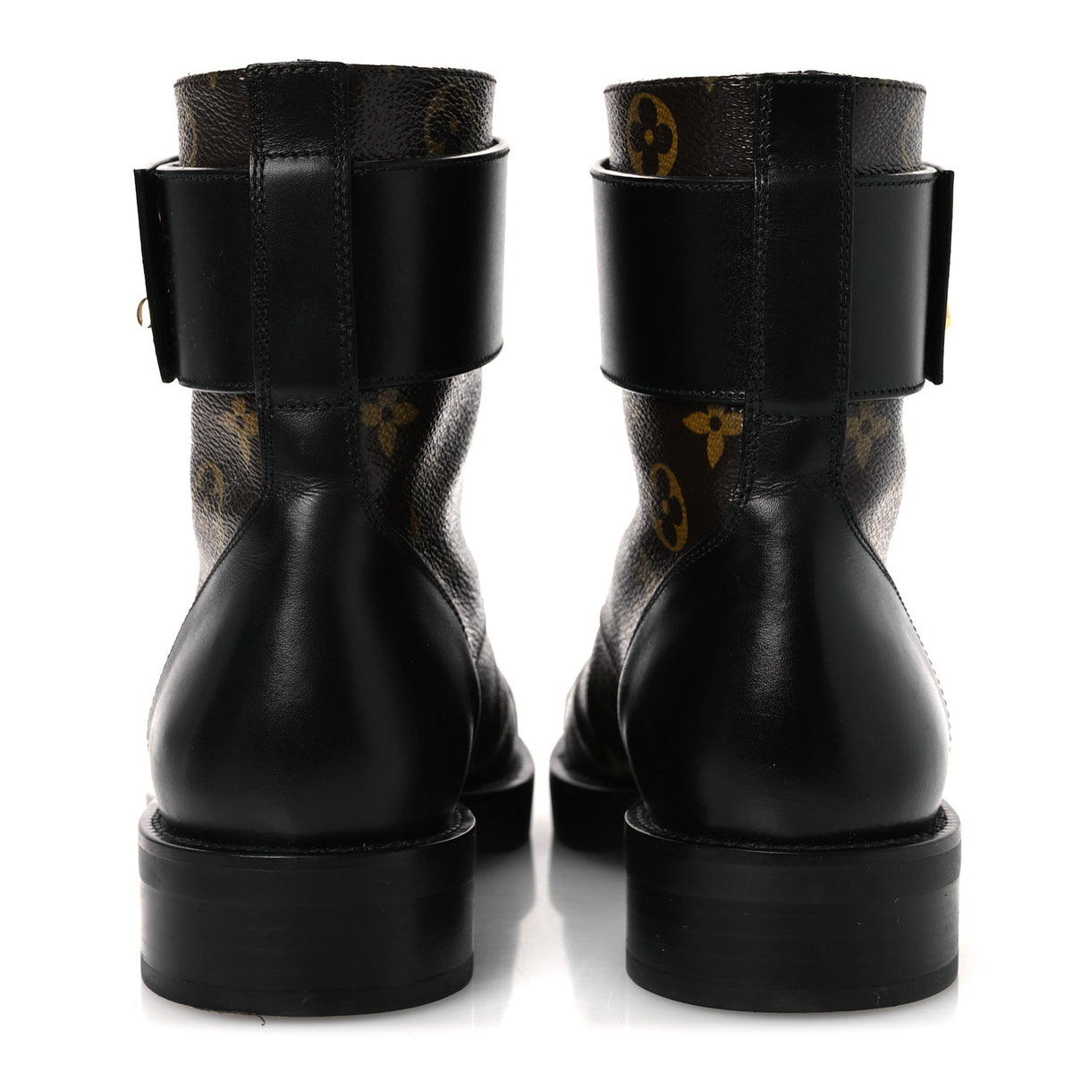 Louis Vuitton Calfskin Monogram Wonderland Flat Ranger Boots 37.5 Black 6 of 11