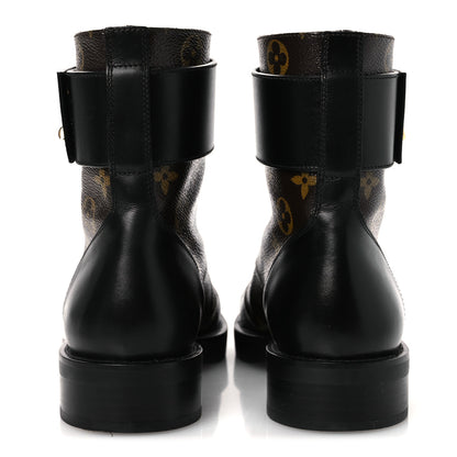 Louis Vuitton Calfskin Monogram Wonderland Flat Ranger Boots 37.5 Black 6 of 11