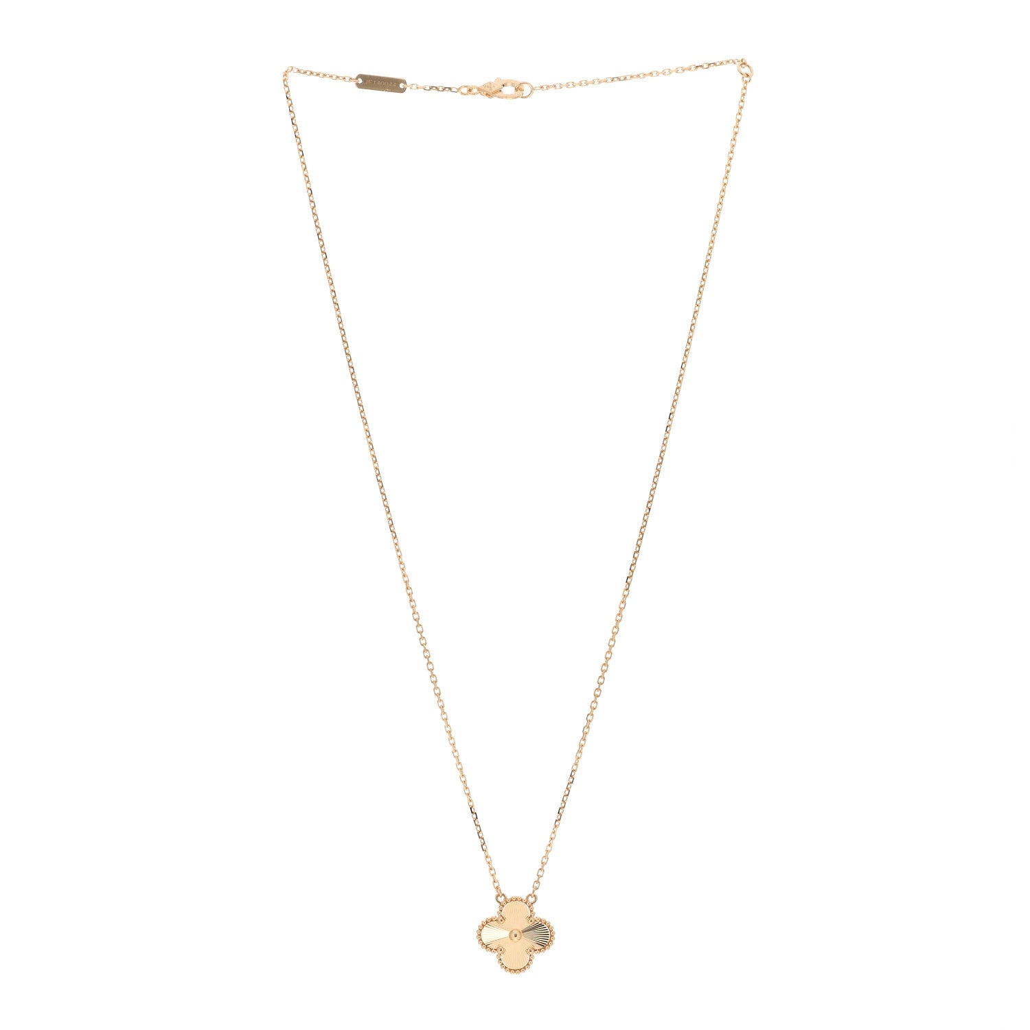 Van Cleef & Arpels 18K Yellow Gold Guilloche Vintage Alhambra Pendant Necklace 3 of 6