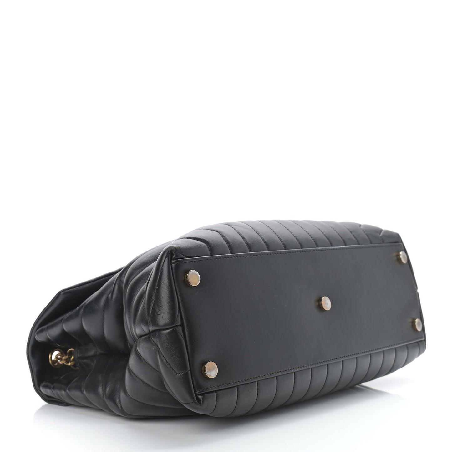 Calfskin Y Quilted Monogram Large Loulou Chain Satchel Black