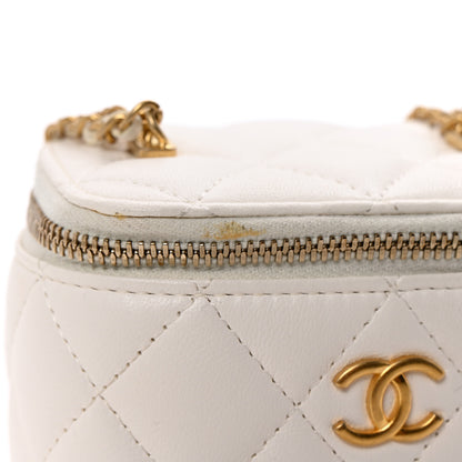 Chanel Lambskin Quilted Mini Vanity Case With Chain White 10 of 10