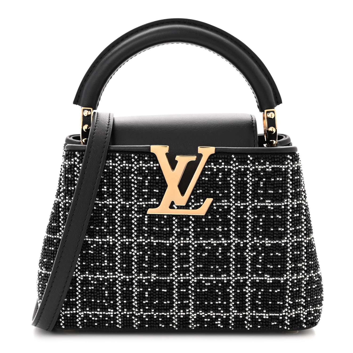 Louis Vuitton Bead Satin Embroidered Mini Capucines Black 1 of 9