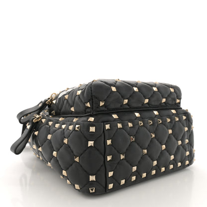 Valentino Garavani Lambskin VLTN Print Quilted Mini Rockstud Spike Backpack Black 4 of 11